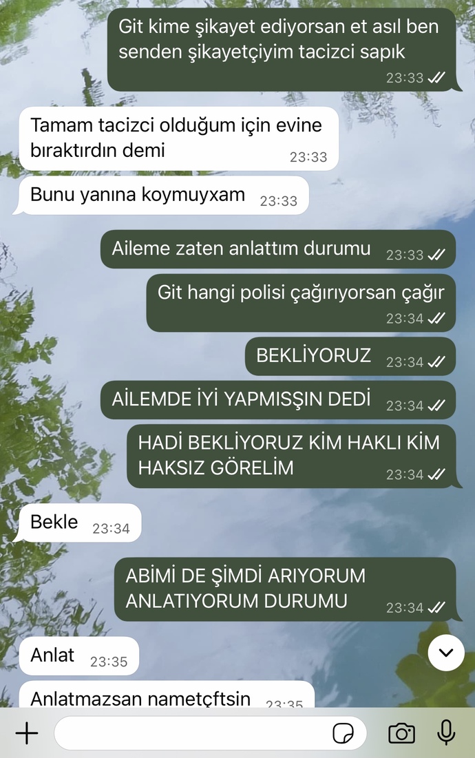 İş görüşmesine gittiğim kişi beni taciz etmeye kalktı bende yüzüne biber gazı sıktım beni polise şikayet etmekle tehdit ediyor?