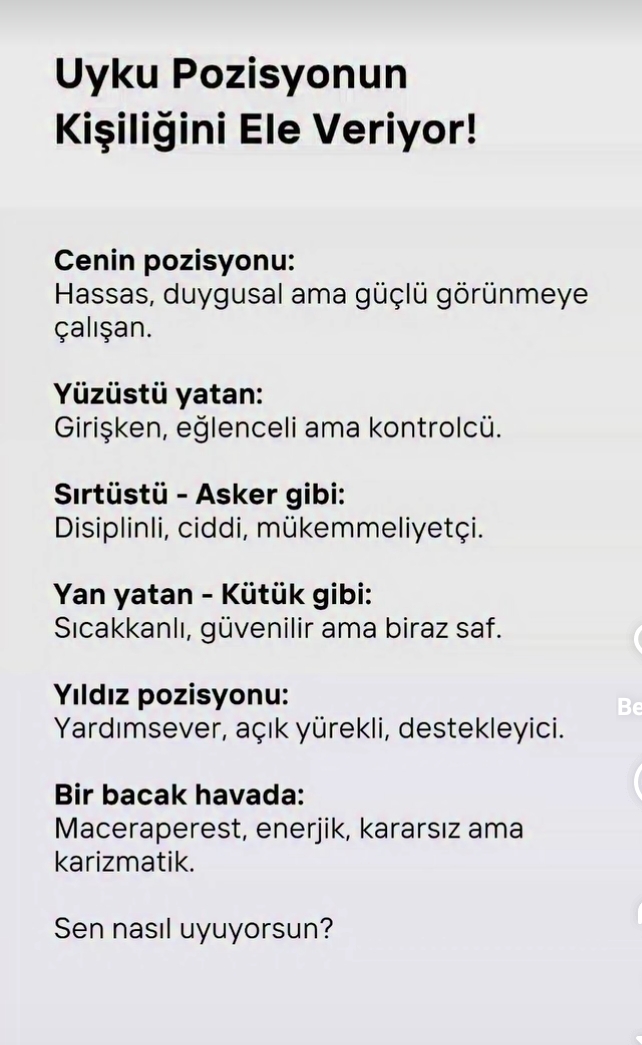 Hangi pozisyonda uyumayı seversiniz?