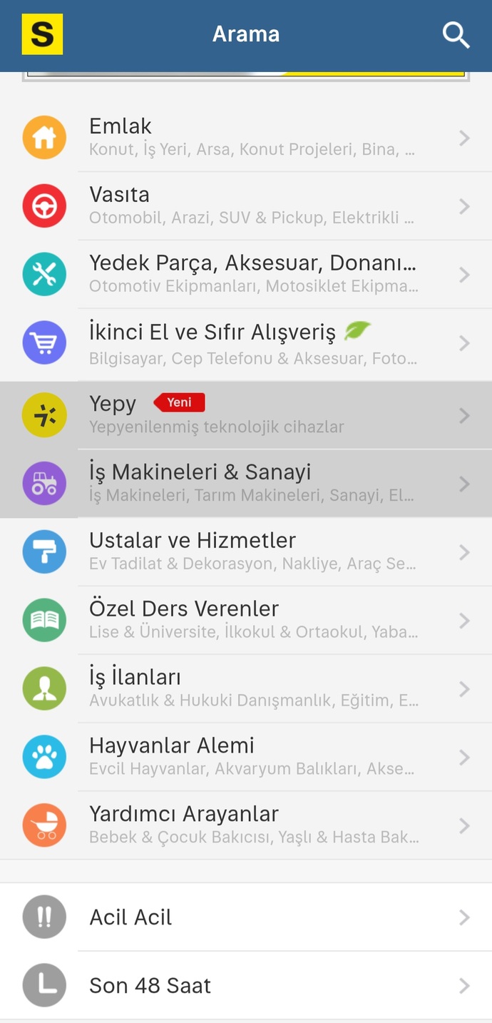 Sahibinden alışveriş uygulamasında sadece araba mı satılır?