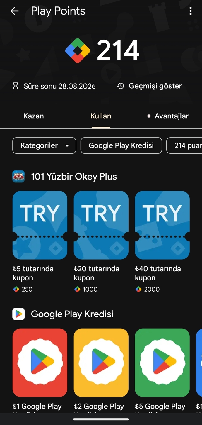 Google Play puanlarını kullanıyor musunuz?