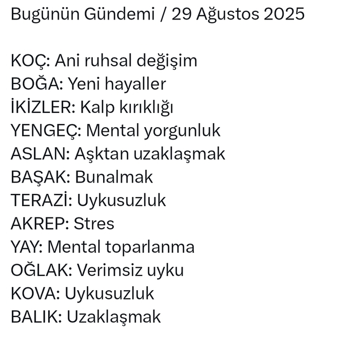 Burcunuzun bugünkü gündemi nedirr?