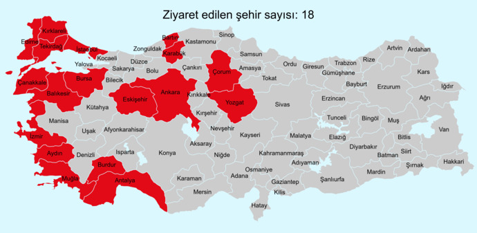 Ülkemizde toplamda kaç şehri gezdin?