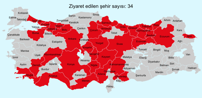 Ülkemizde toplamda kaç şehri gezdin?