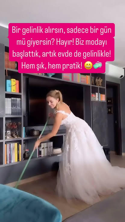 Temizlik yaparken gelinlik giyen birini görseniz ne tepki verir siniz?