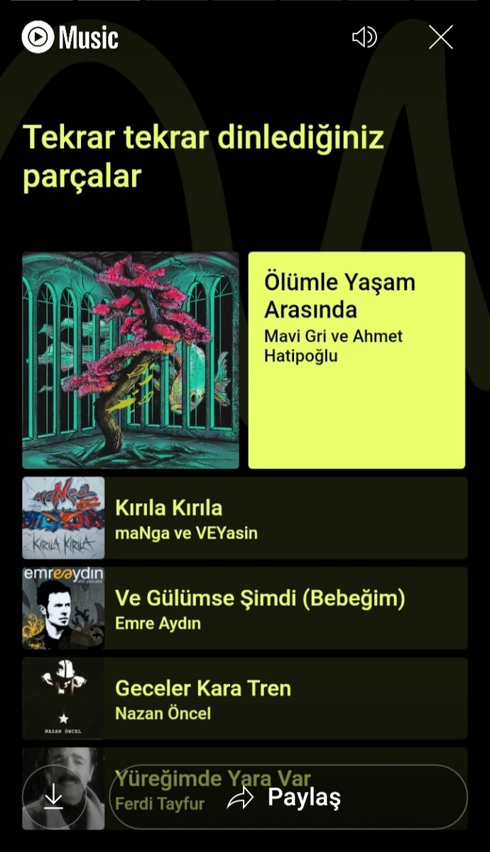 Tekrar tekrar dinlediğiniz şarkılar hangileri✨?
