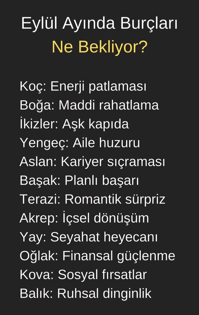 Eylül ayında burçları ne bekliyor?