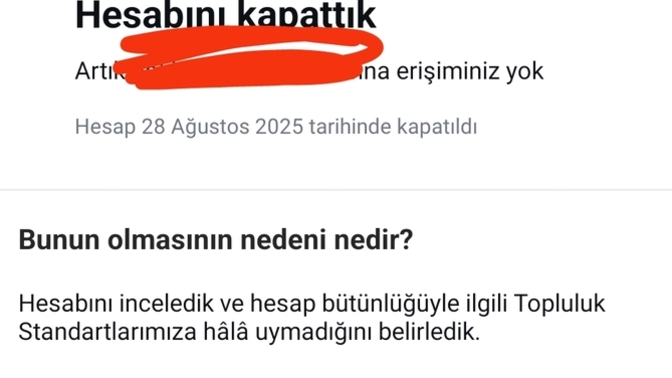 Instagram hesabım niye suçsuz yere kapandı?