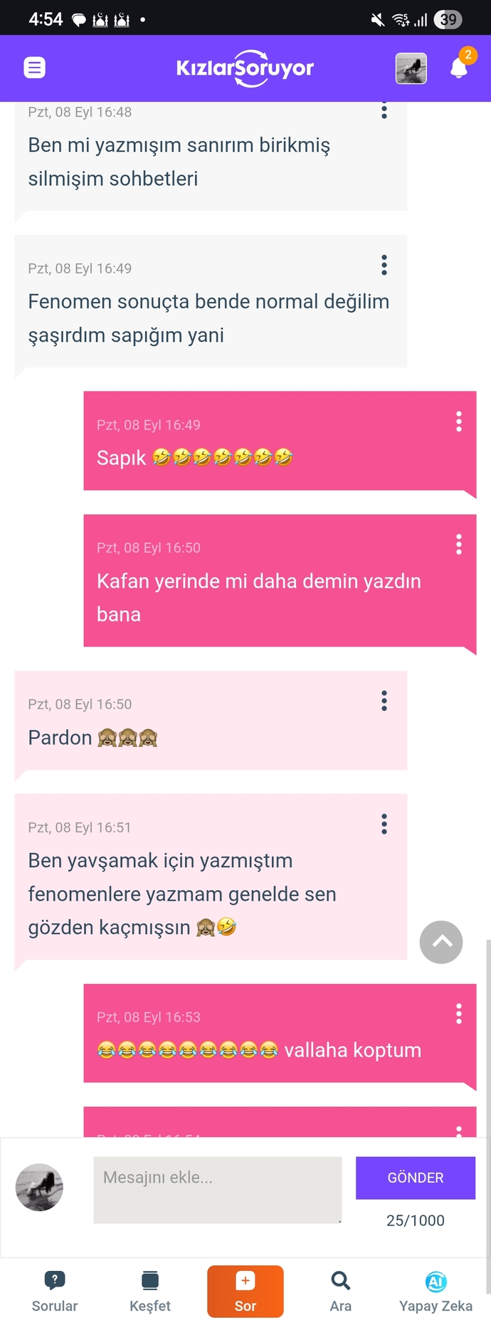 En son size gelen mesaj neydi?