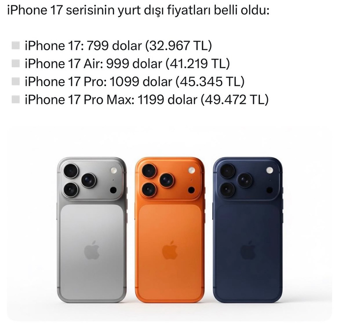 İPhone 17 fiyatları belli oldu alacak mısınız?