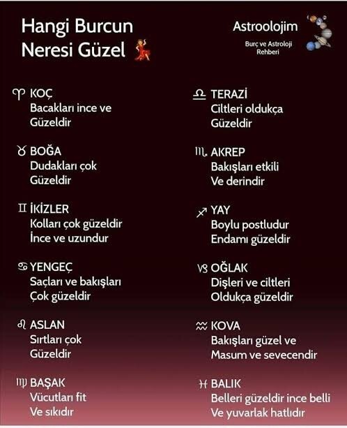 Burcunuza göre nereniz güzel?