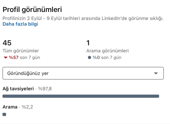 Linkedin hesabıma aramalar kısmından bakanlar ne demek oluyor?