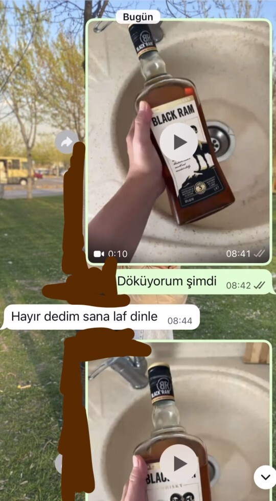 Kocam işteyken aldığı vjskiyi döktüm?