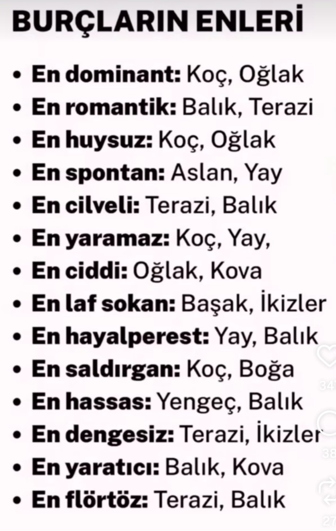 Burçların enleri nelermis?