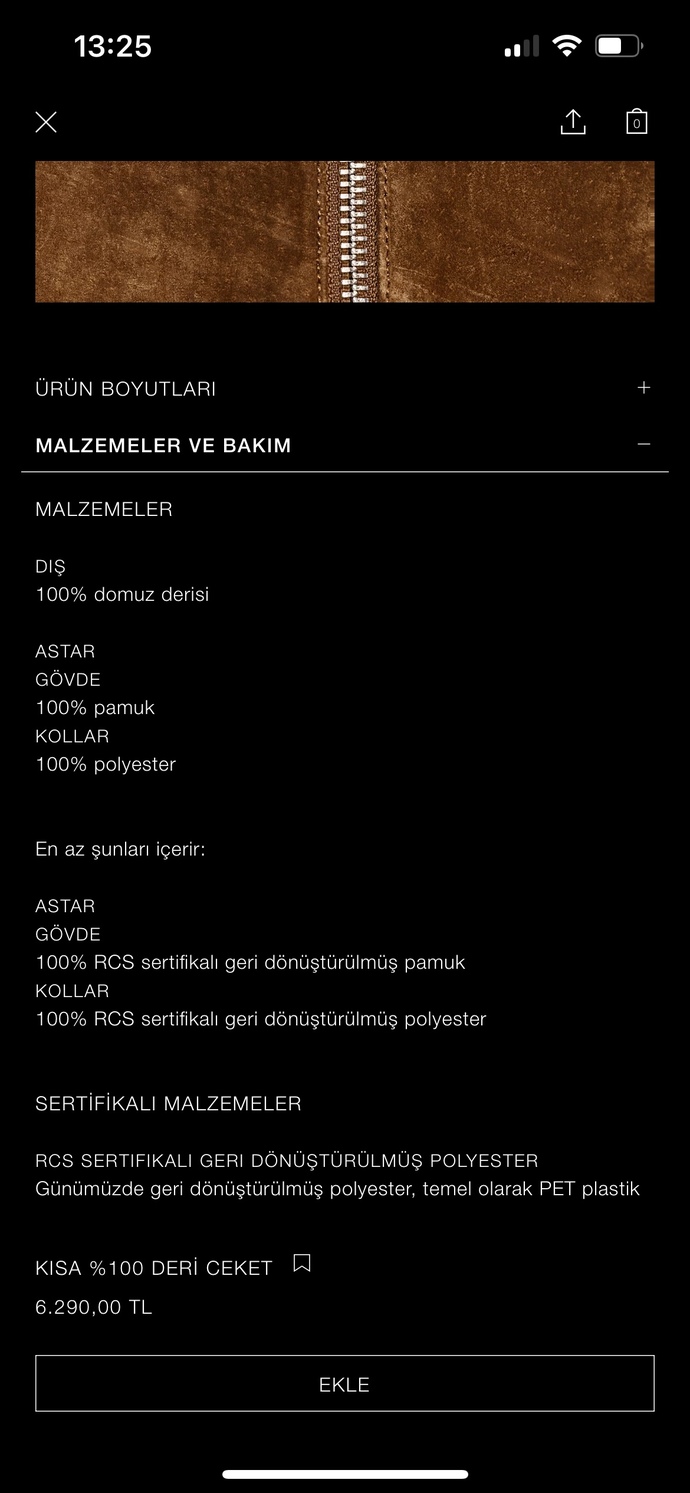 Bu ceketi almıştım mağazadan ama sonra bakınca domuz derisi olduğunu fark ettim?