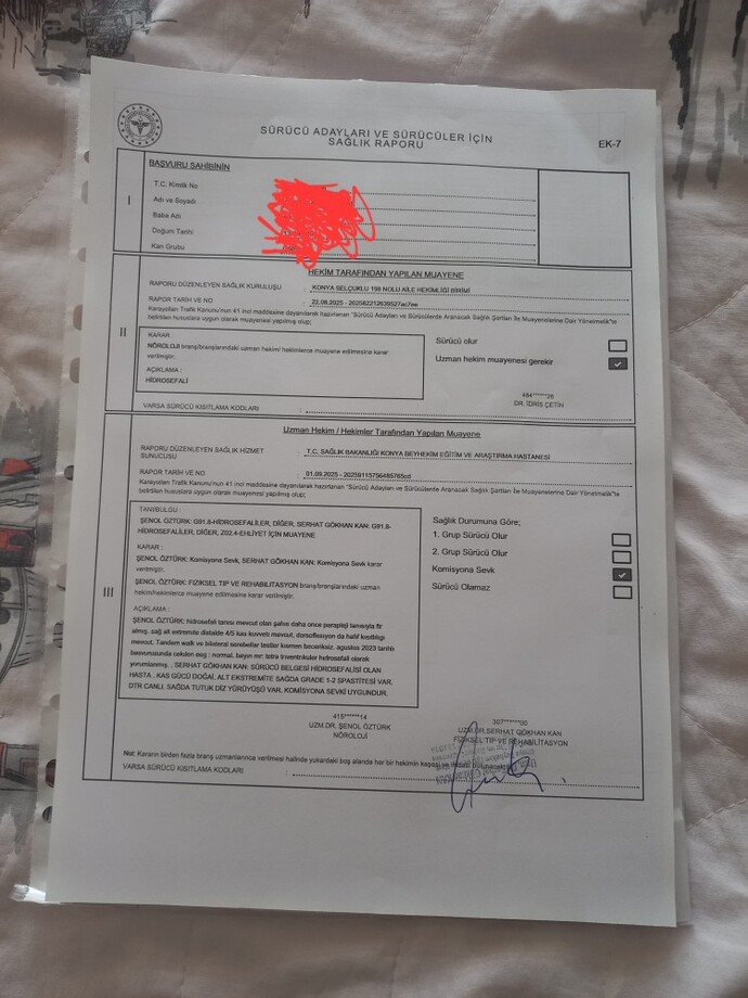 Bu rapor sağlık kurulu heyet raporu sayılır mı, bu raporla sürücü kursuna kaydolunur mu?