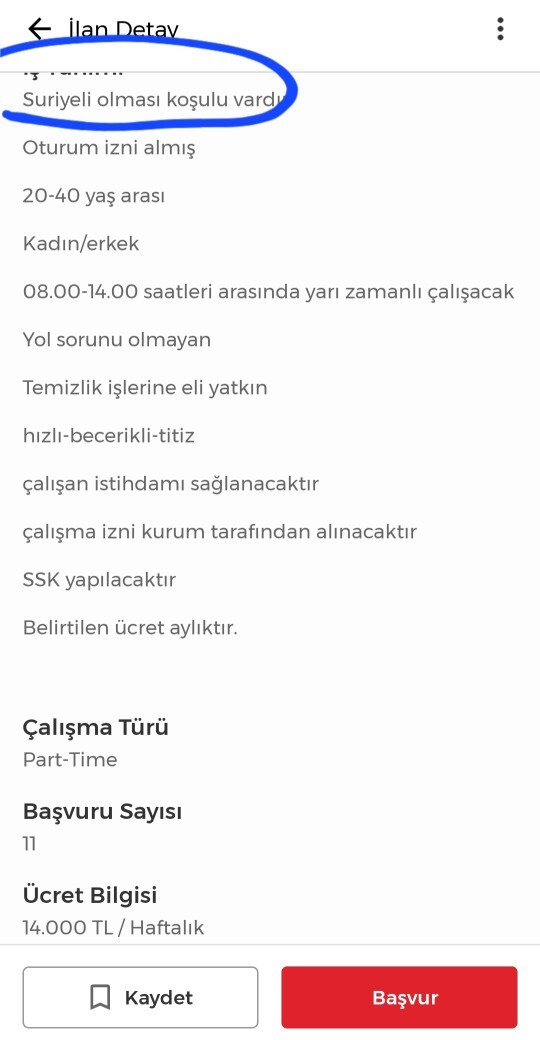 Türkiyede iş yerinin özellikle Suriyeli çalışan araması normal mi?