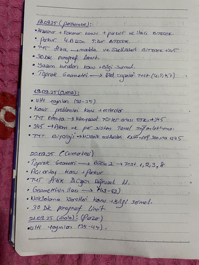 Mezun öğrenci olarak kendime program hazırladım sizce bu program düzeni mantıklı mı?