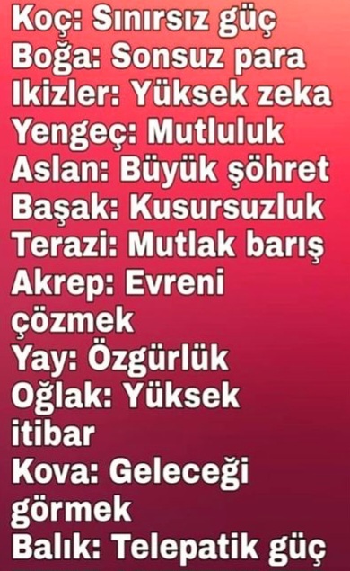 Burçların enleri nelerniş?