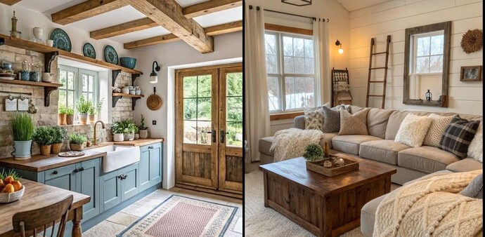 Rustik farmhouse trendini küçük bir şehir dairesine nasıl uyarlayabilirim?