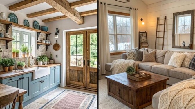 Rustik farmhouse trendini küçük bir şehir dairesine nasıl uyarlayabilirim?