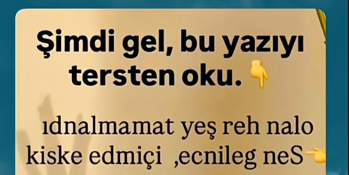 Bu yazıyı tersten okursanız ne okumuş olursunuz :D?