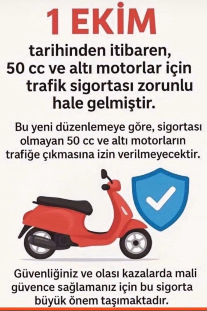 50cc ve altı motosikletlere 🏍️ sigorta zorunluluğu geldi?
