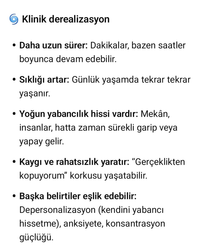 Bu ise tedavi gerektiren derealizasyon