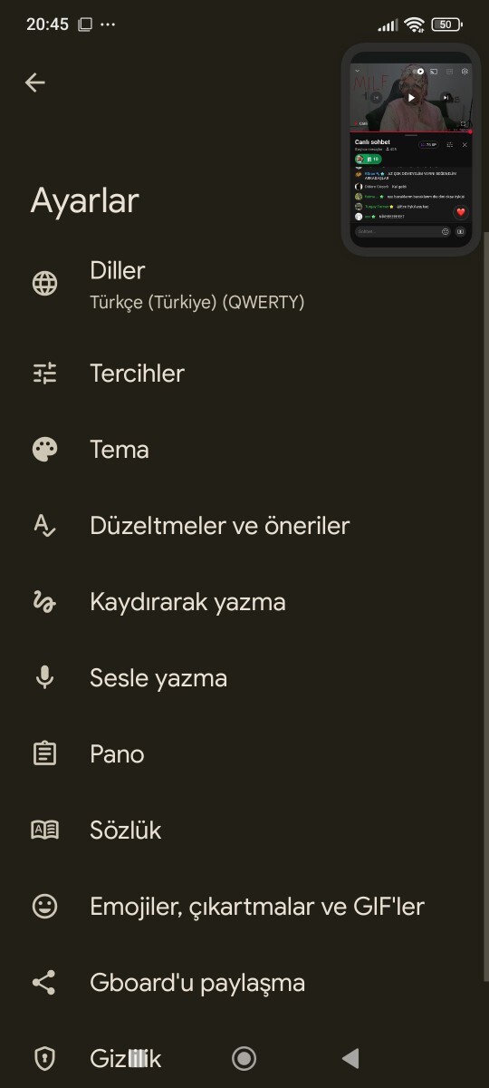 Benim telefonum kahverengi temada kaldı değiştiremiyorum?