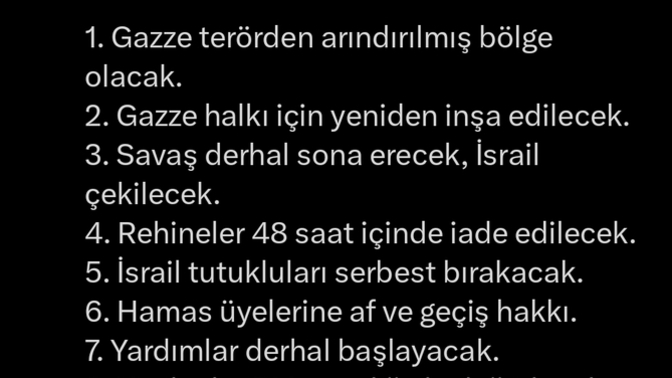 İşte Trampın gazze için listelediği 20 Maddelik anlaşma ne uygulanır mı kabul edilir mi?