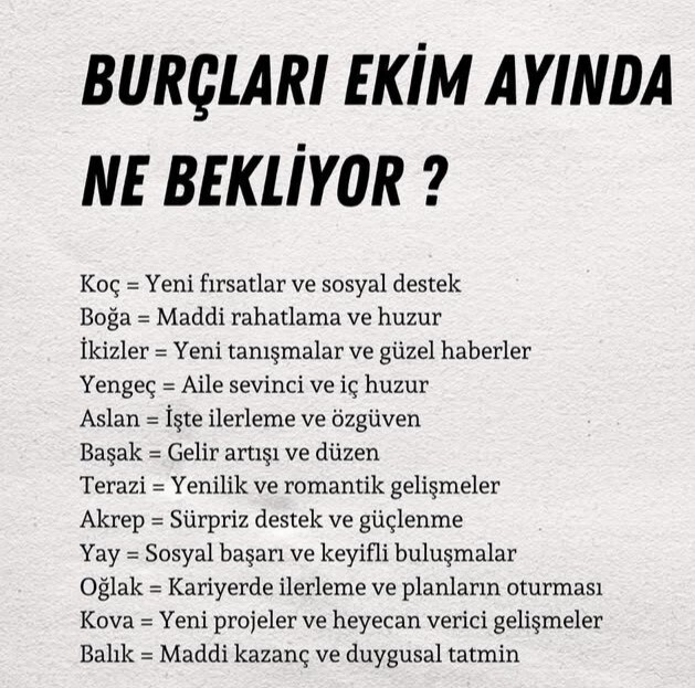 Burçları Ekim ayında ne bekliyor?