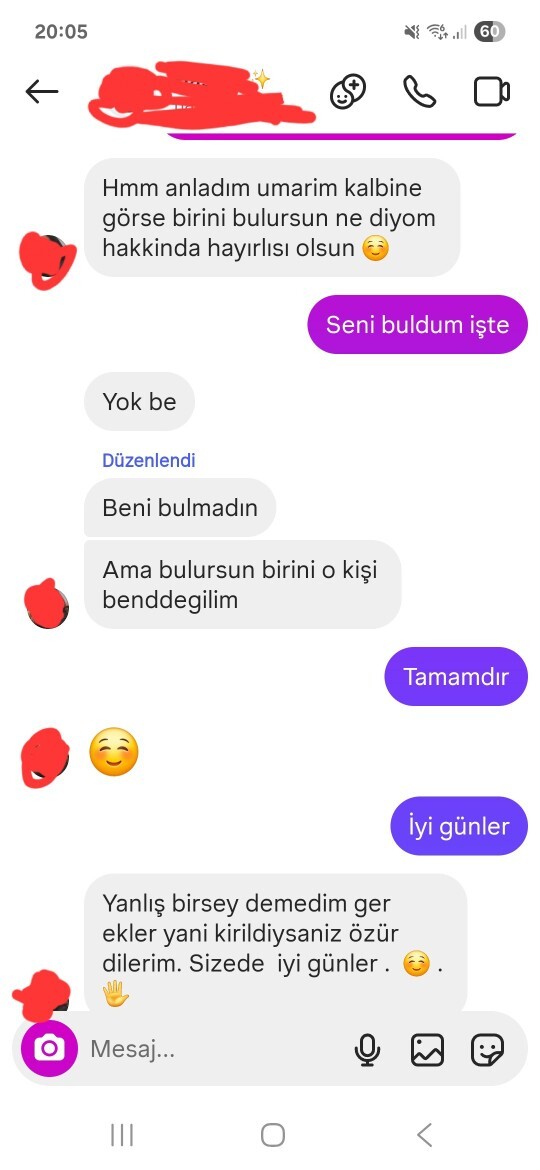 İstemediğini söyleyince ben konuyu kapattım, ama asıl uzun uzun yazan kendisi oldu. Neden sizce?