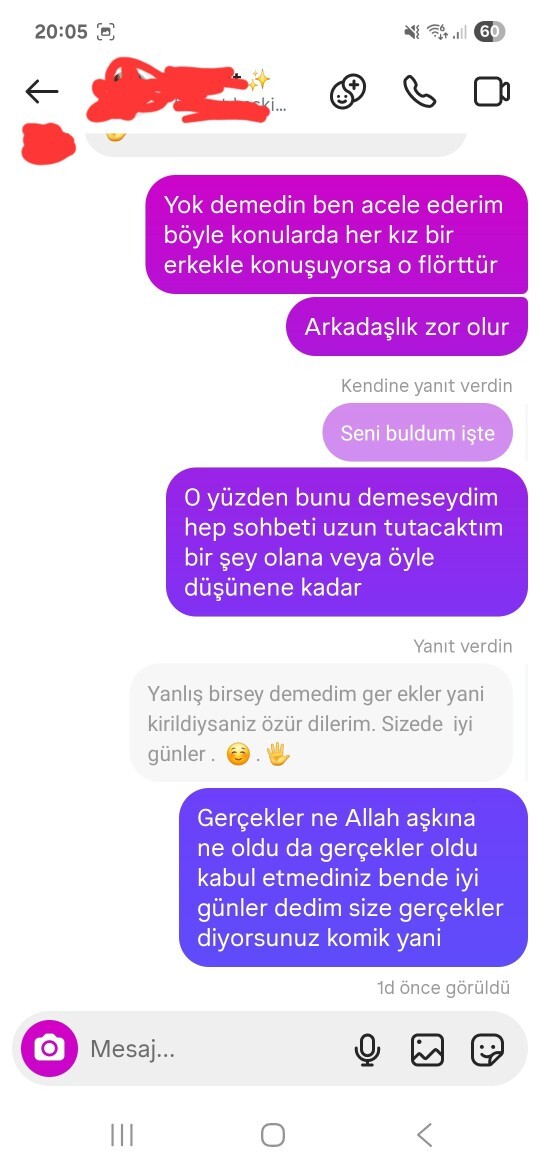 İstemediğini söyleyince ben konuyu kapattım, ama asıl uzun uzun yazan kendisi oldu. Neden sizce?