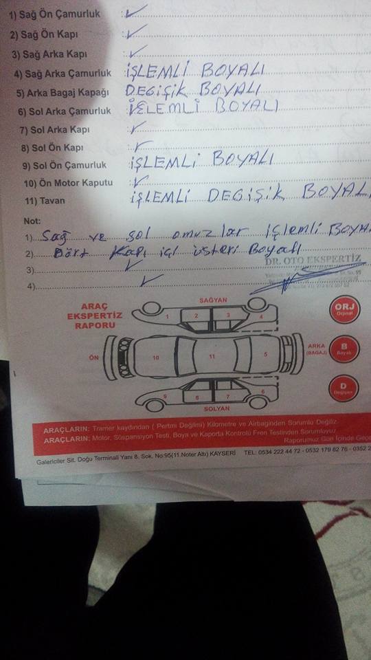 Aracın ekspertiz raporu bu arkadaşlar yorum?