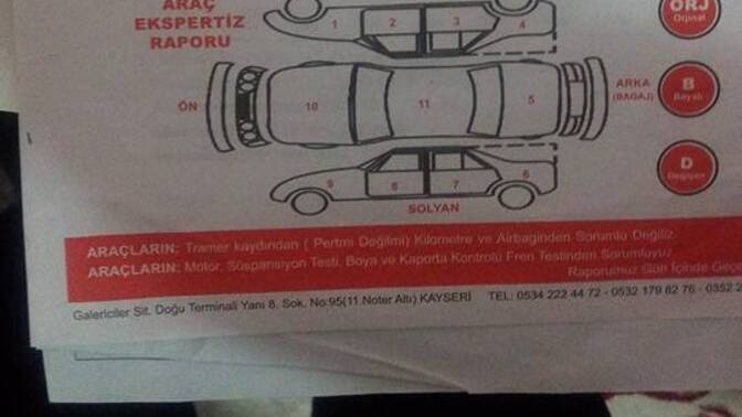 Aracın ekspertiz raporu bu arkadaşlar yorum?