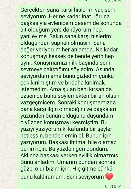 Ona bu mesajı attım, ne düşünür?