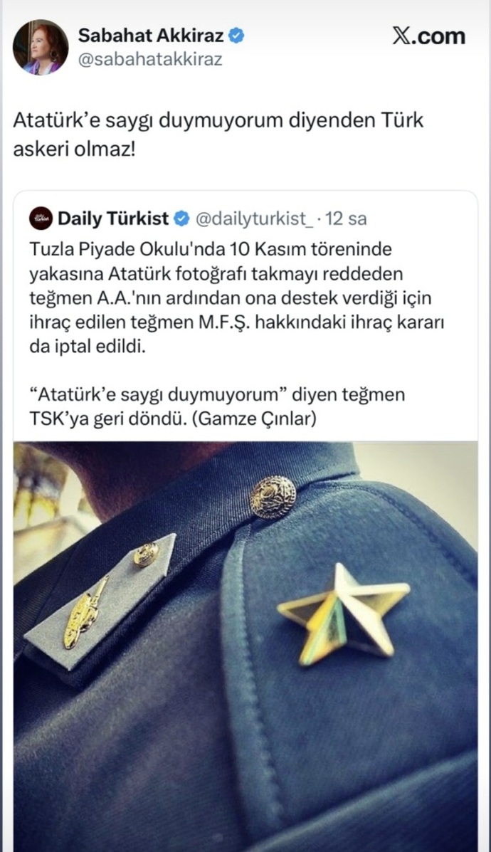 Atatürke saygı duymuyorum diyen birinden, Türk askeri olur mu?