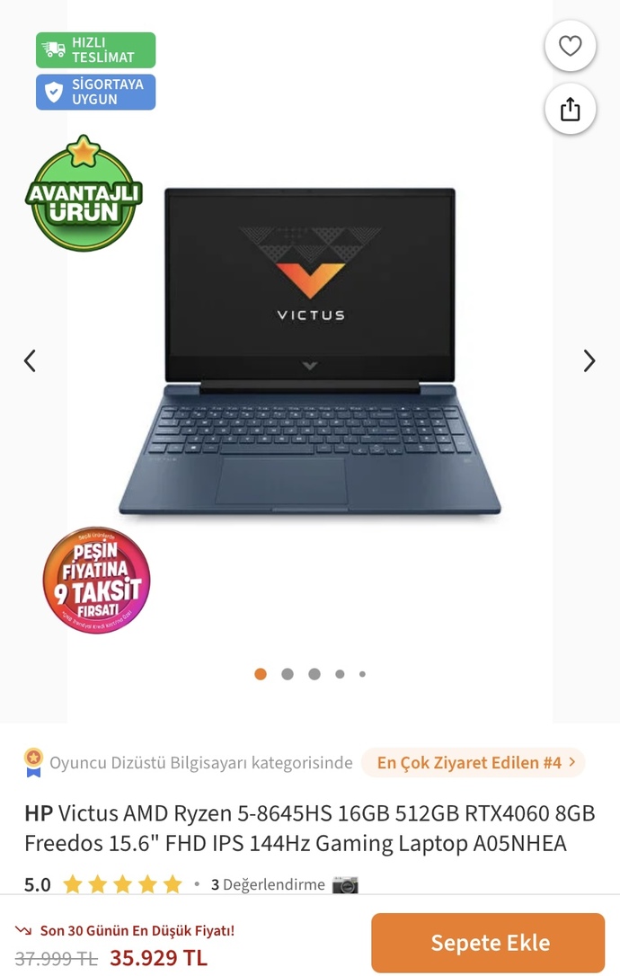 Merhaba laptop almayı düşünüyorum 36 k bütçem var?