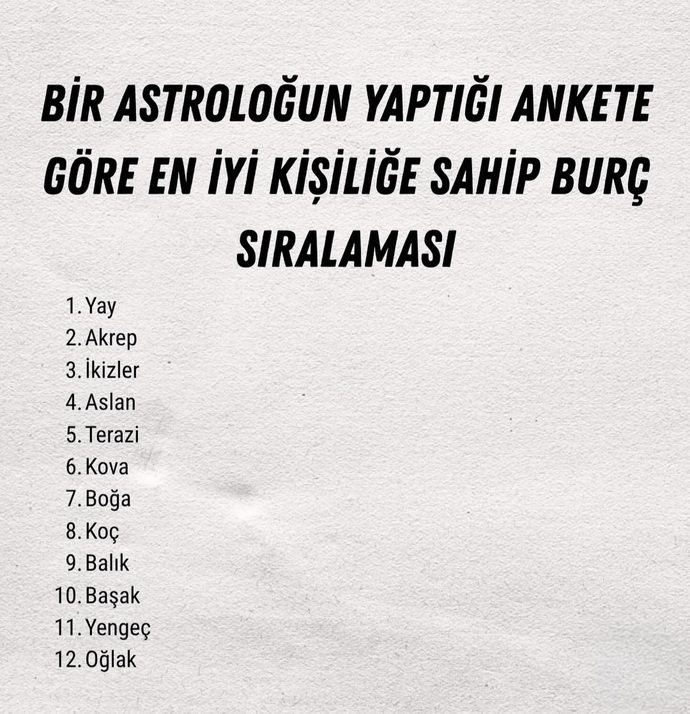Bu burç anketine yorumunuz ne olur?