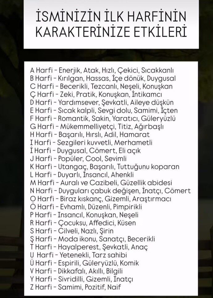 İsminizin ilk harfi karakterinize etkileri nelermiş?