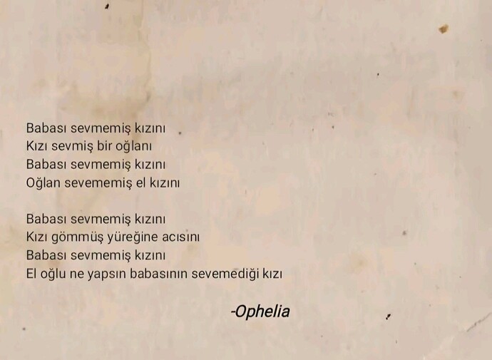 En sevdiğiniz şiir veya kendi yazdığınız şiiri yazabilir misiniz?