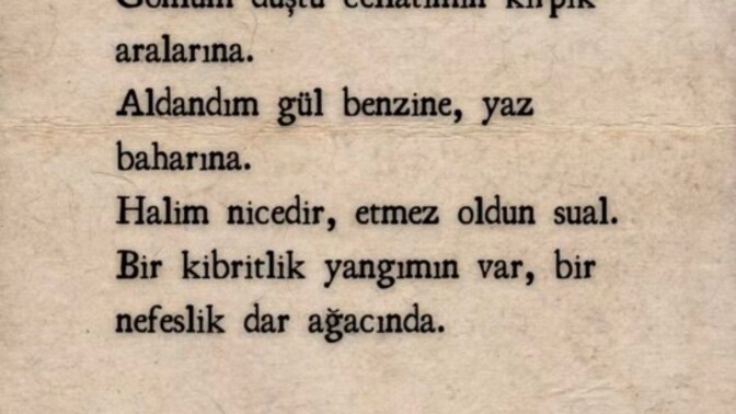 En sevdiğiniz şiir veya kendi yazdığınız şiiri yazabilir misiniz?