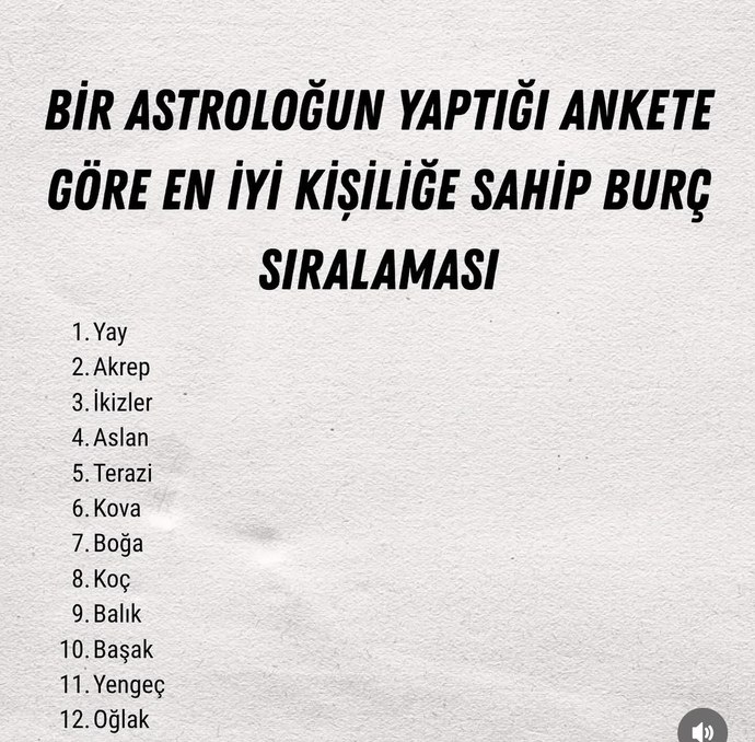 Sizde bu burç sıralamasına katılıyormusunuz sizin burcunuz nedir?
