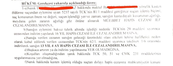 Bu karar da sanık 13 yıl mı almış?