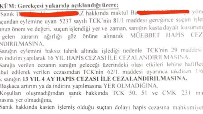 Bu karar da sanık 13 yıl mı almış?