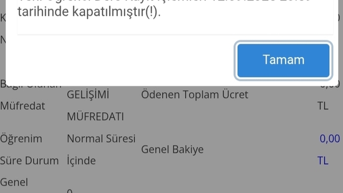 Ders kayıt süresi dolmuş ne yapacağım?