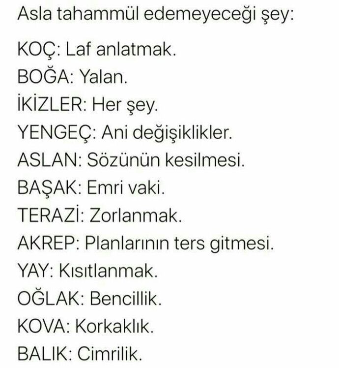 Asla tahammül edemeyeceğin şey nedir?