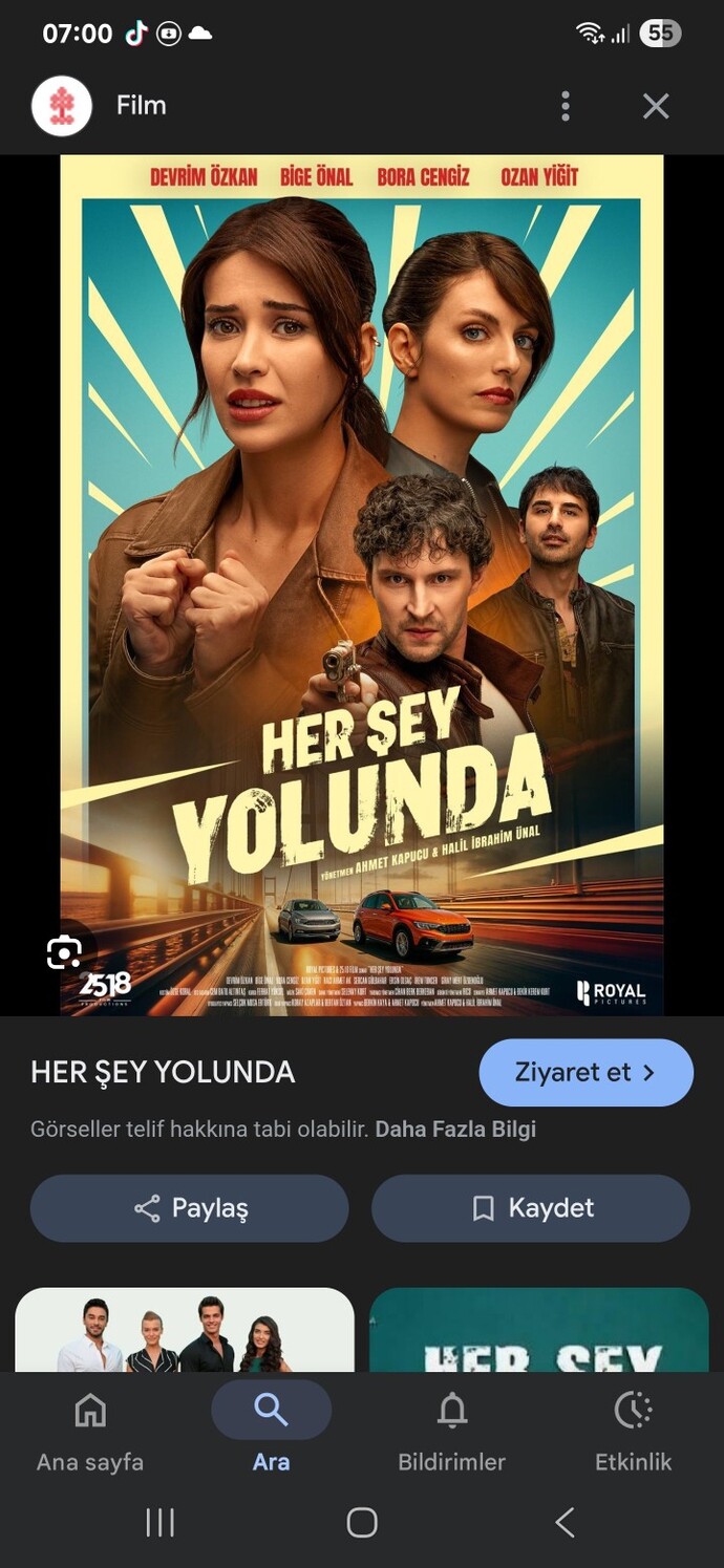 Bu sinama filminde rol aldım ama film yayınlandı mı yayınlanmadı mı bilmiyorum?