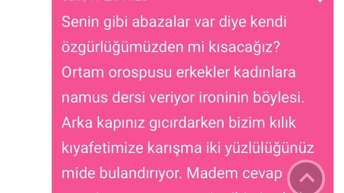Kızlar, Erkeklerin kadınlara namus dersi vermesi sıkmadı mı?