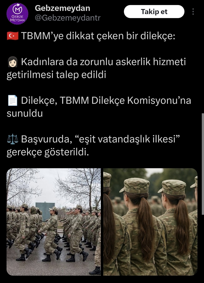 Kadınlara zorunlu askerlik gelmeli mi 😂?