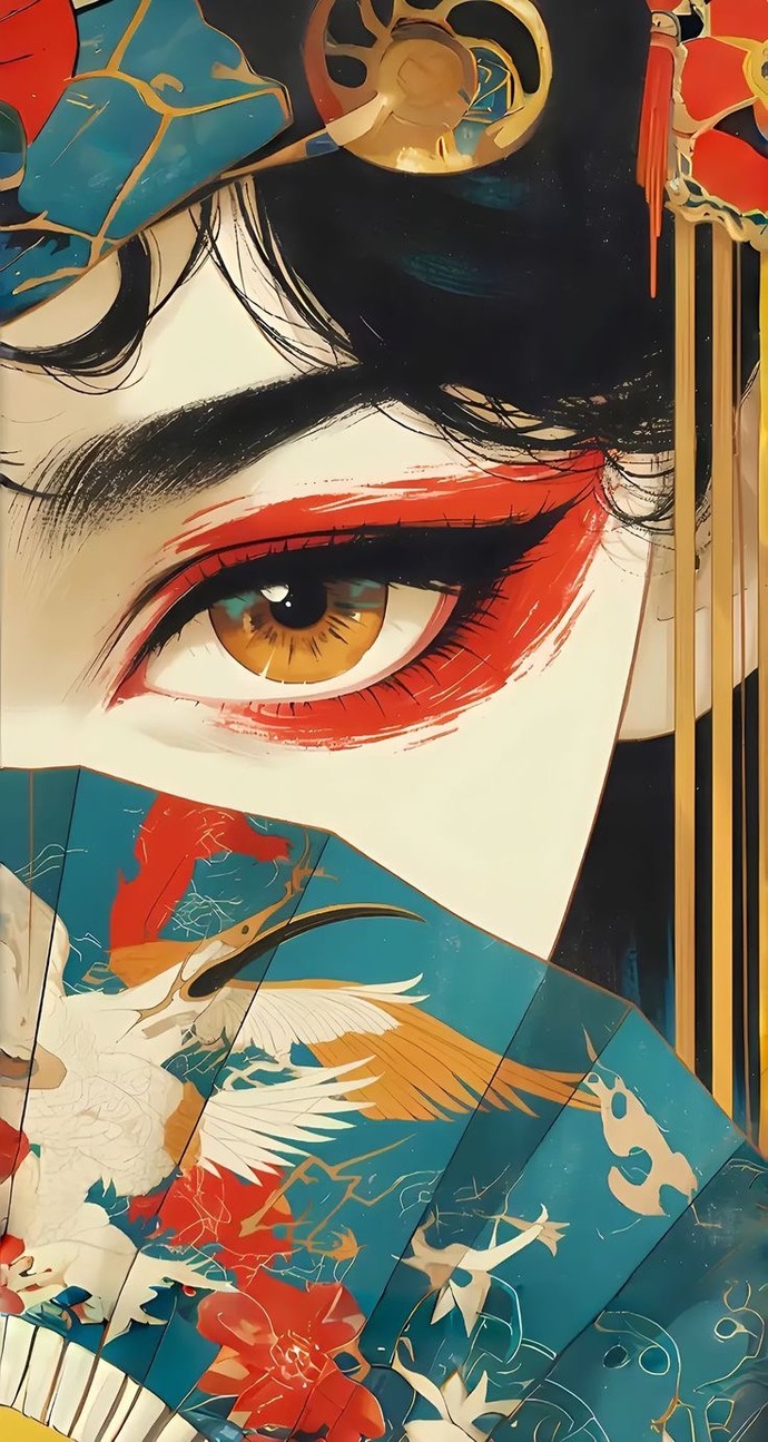 Doğu esintili, dijital Art Nouveau ve sürrealizm etkili modern illüstrasyon